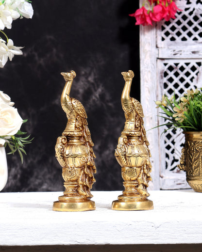 Brass Peacock Showpiece (Pair) 7 inch