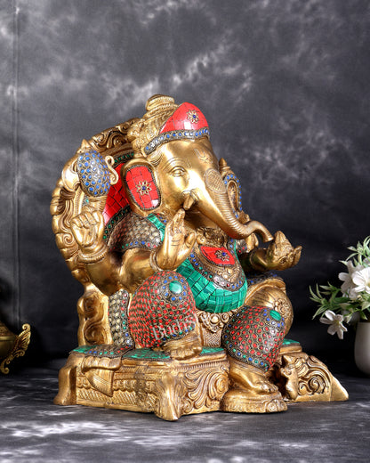Brass Ganesha Statue - 13 inch