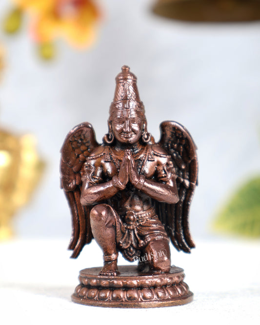 Pure Copper Garuda Statue – Sacred Vehicle of Lord Vishnu Idol (2.5 Inches)