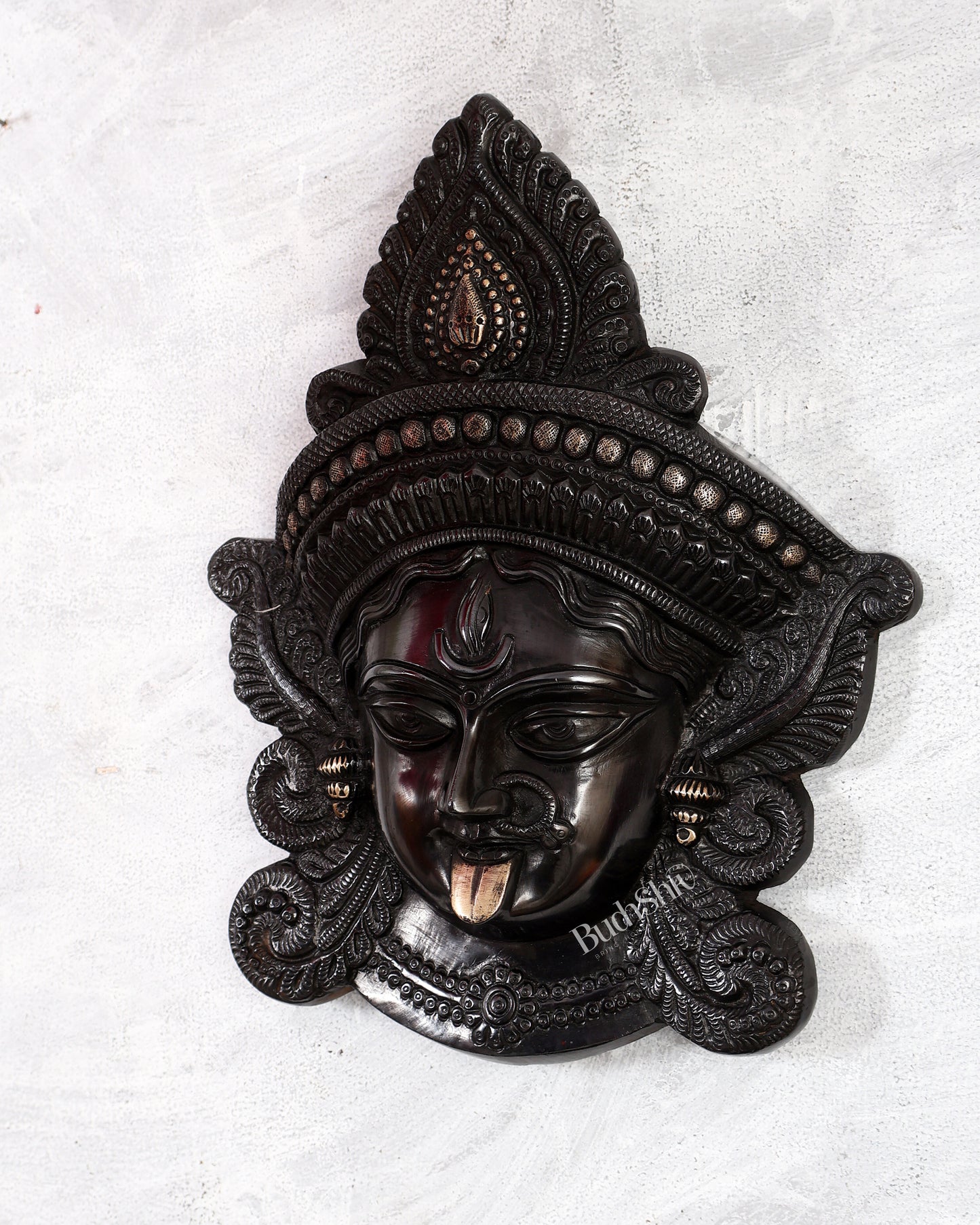 Brass Kali Maa Face wall hanging 10 inch