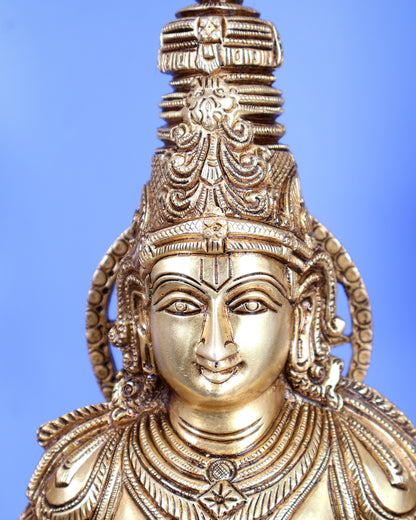 Brass Lord Vishnu with Gada Statue – Grand Handcrafted Divine Sculpture (30 Inches)
