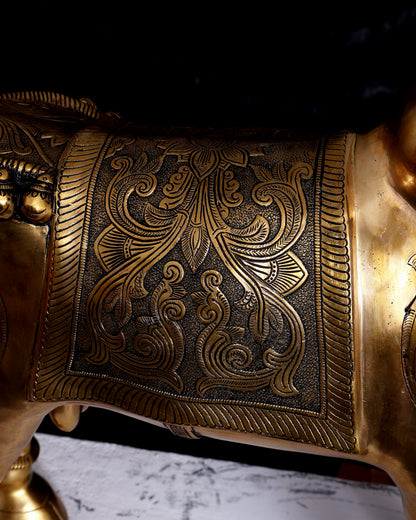 Brass Large Standing Nandi with Tongue Out — Rare Auspicious Form 30 inch