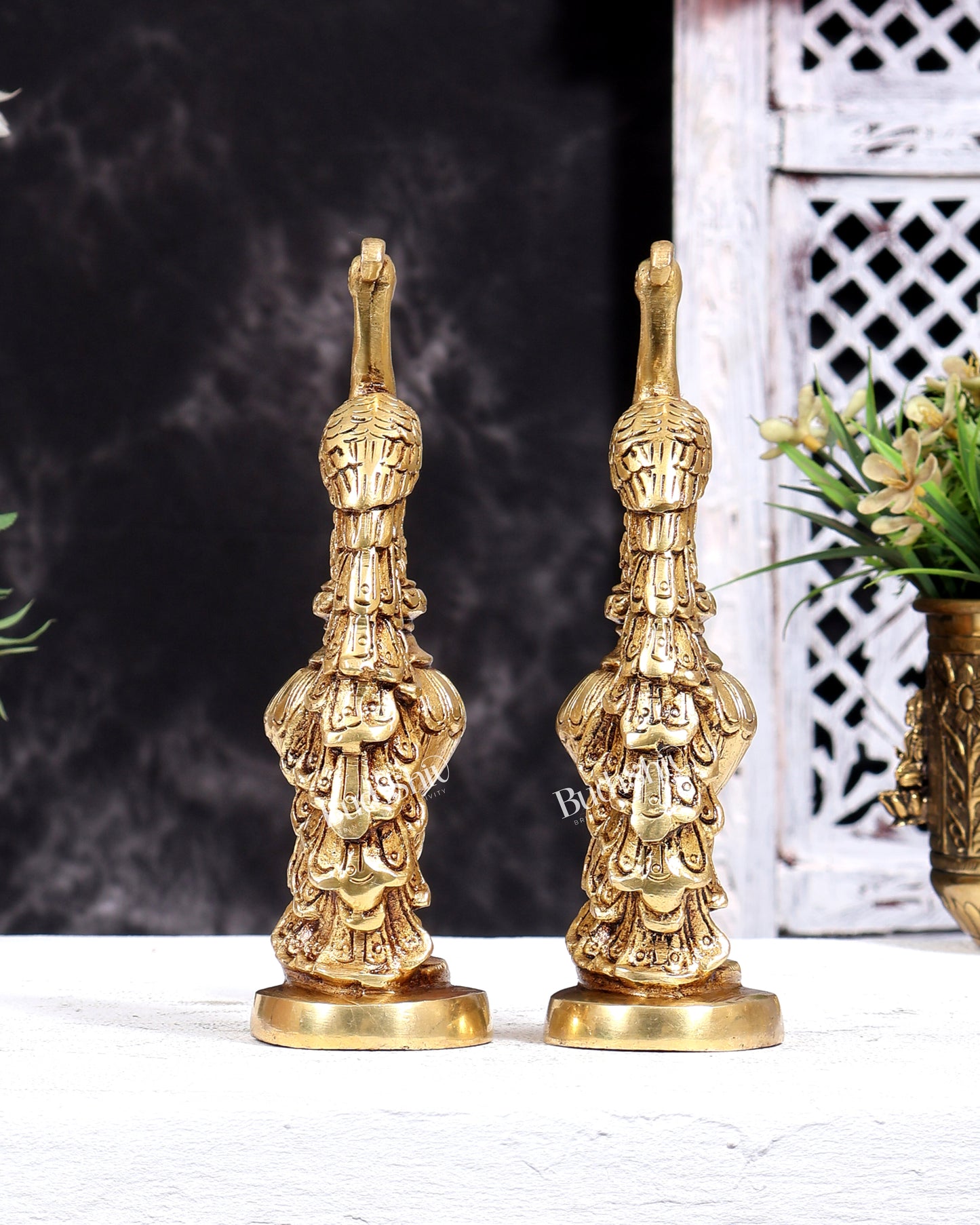 Brass Peacock Showpiece (Pair) 7 inch