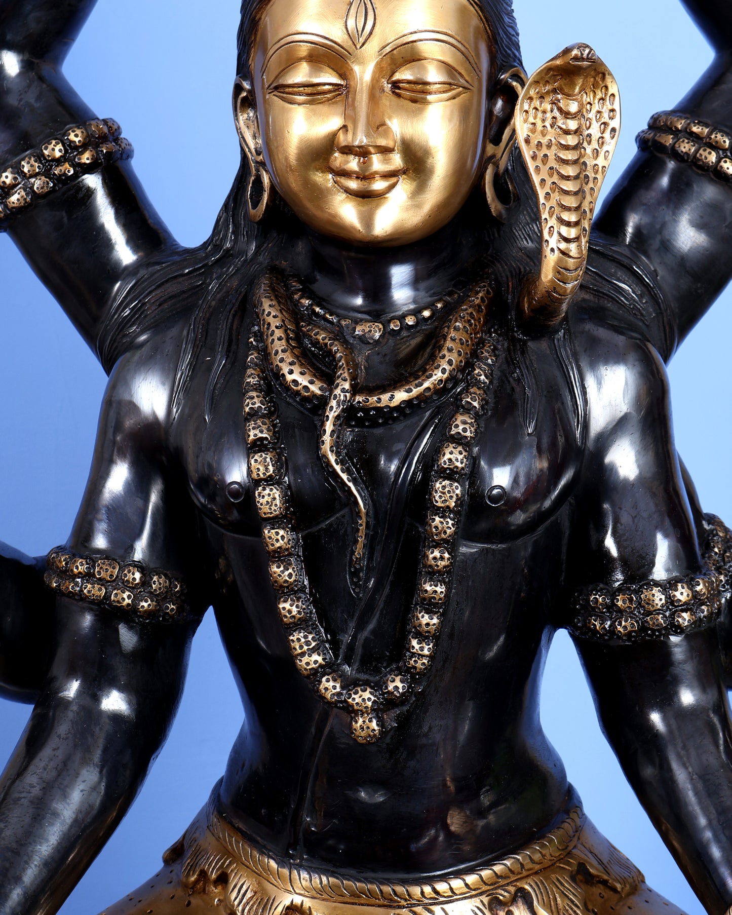 Six-Armed Brass Shiva Statue Mahamrityunjaya 30 inch black edition
