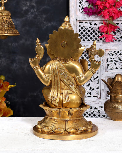 Brass Kamal Ganesha Idol 15 inch