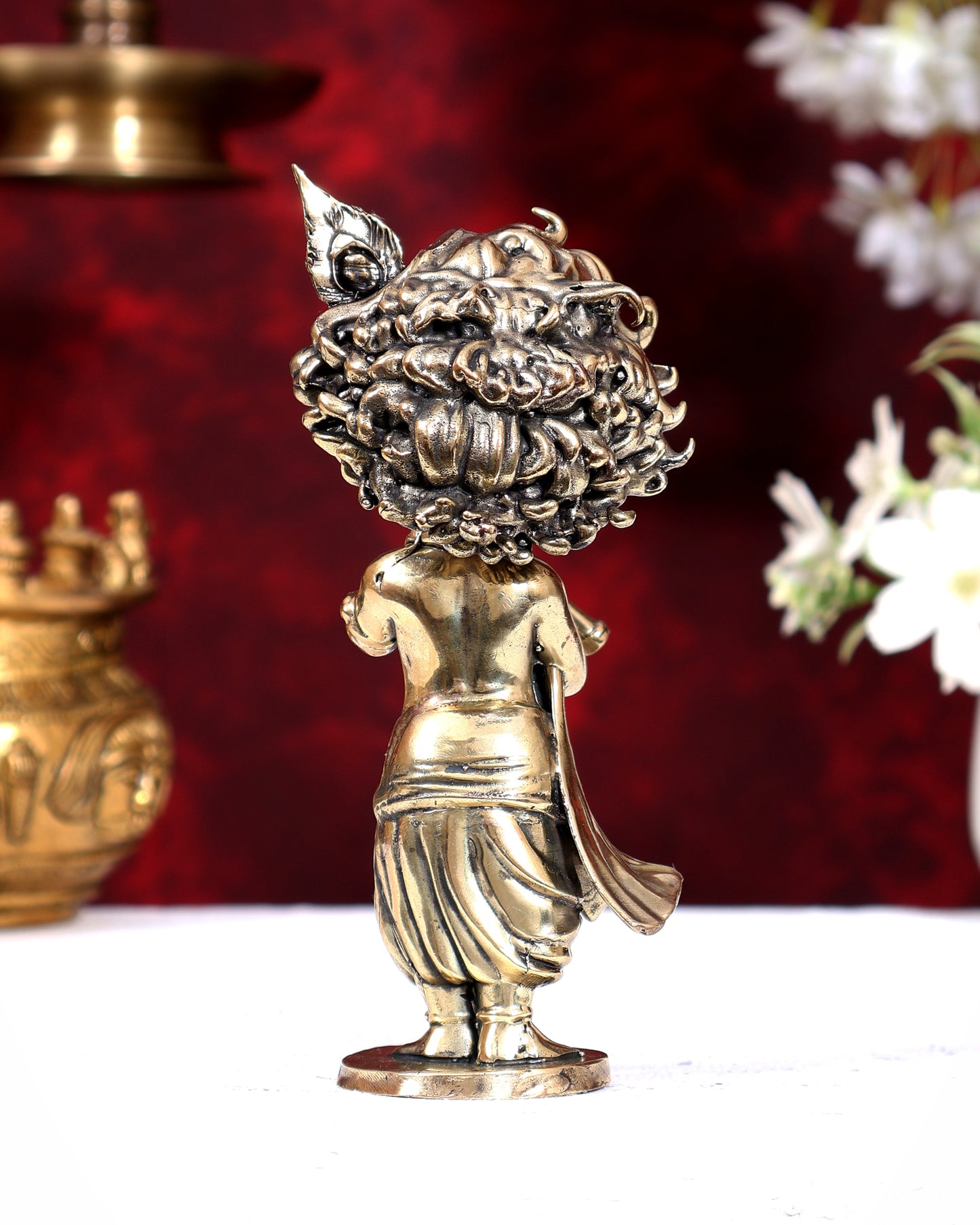 Unique Brass Superfine Baby Krishna Playing Flute — Perfect Gift 6 inch