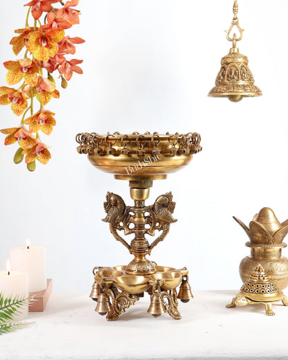 Pure Brass Urli with Stand Diyas | 13 Inch