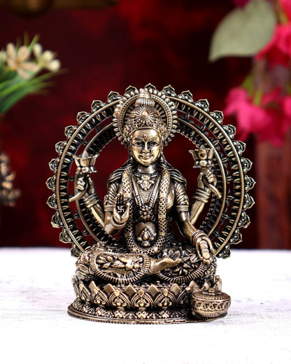 Brass Superfine Goddess Lakshmi Idol for Home Temple & Pooja 4 inch