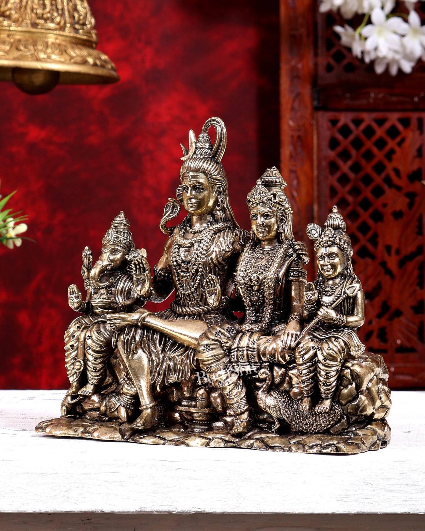Brass Superfine Shiva Parivar Idol 7 inch