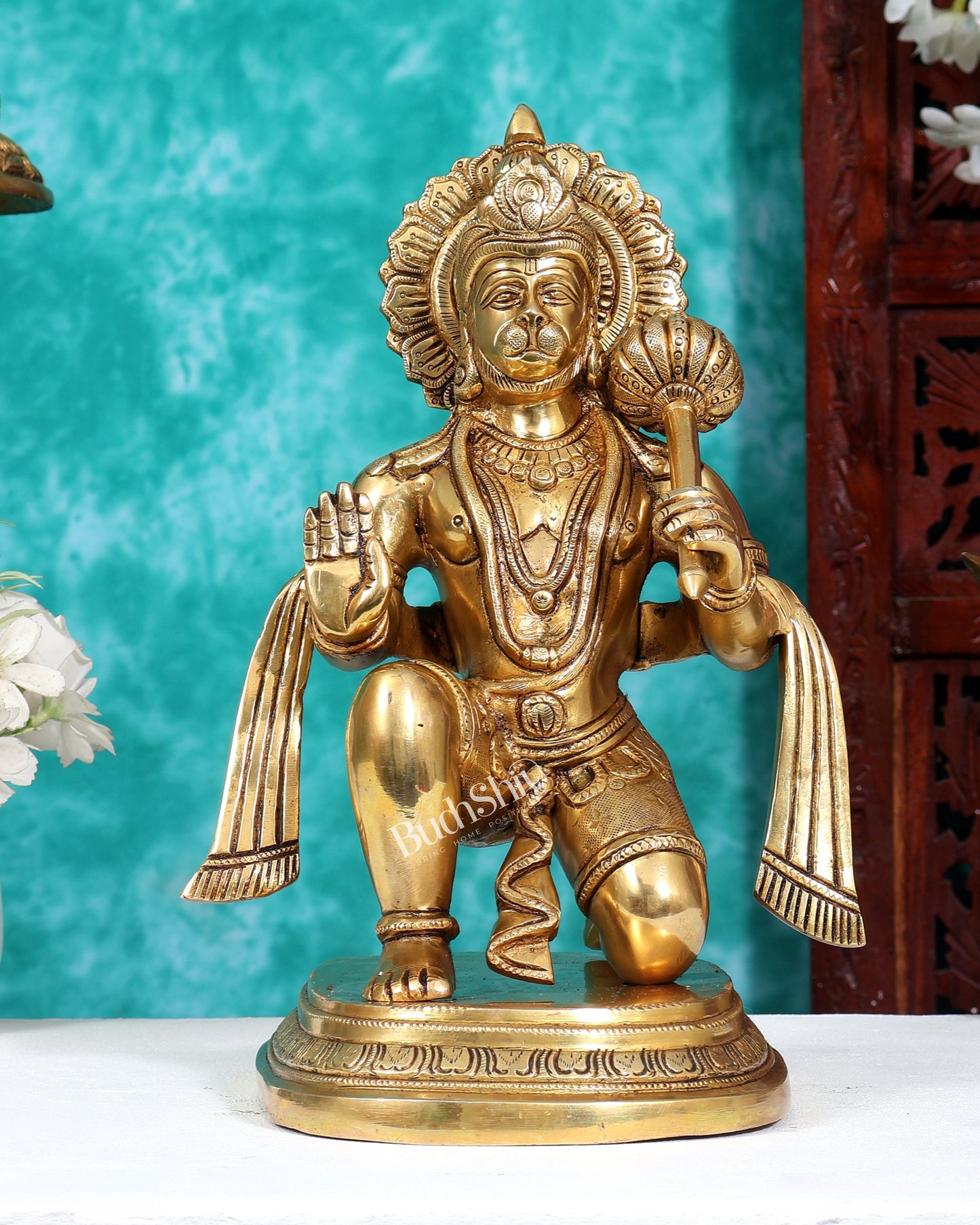 Pure Brass Lord Hanuman Statue 12 inch enhanced carvings