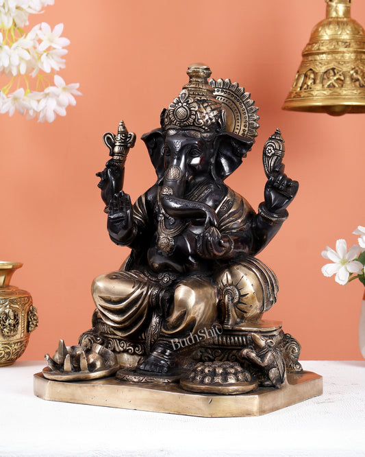 Ganesha Brass statue 13 inch black tone