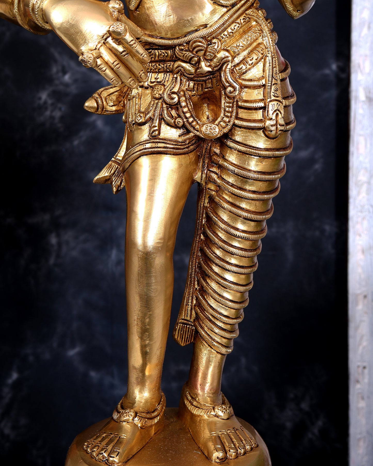 Brass Ardhanarishwara — Half Shiva Half Parvati Sculpture, Fine Carvings 31 inch tall