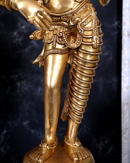 Brass Ardhanarishwara — Half Shiva Half Parvati Sculpture, Fine Carvings 31 inch tall