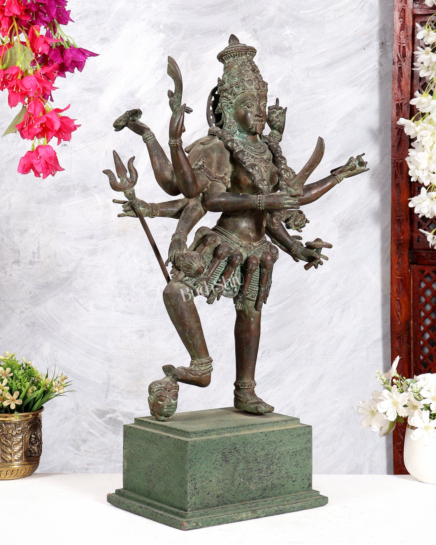 Bronze Goddess Kali Statue – 23” (58 cm) Fierce Form with 10 Arms