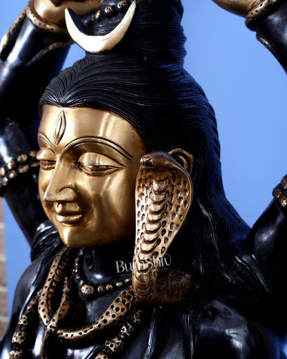Six-Armed Brass Shiva Statue Mahamrityunjaya 30 inch black edition