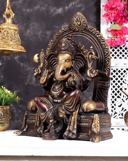 Pure Brass Ganesha statue copper tone 17 inch tall