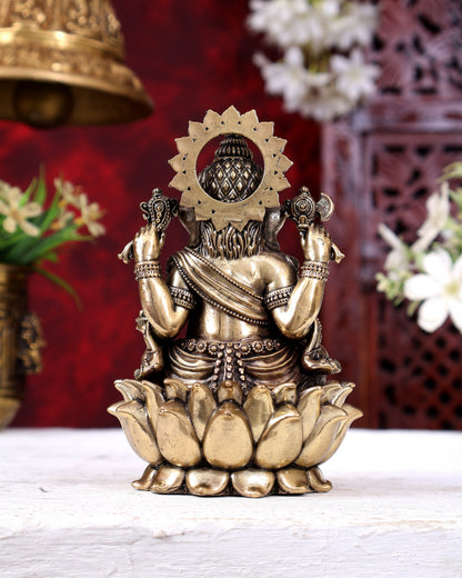 Brass Superfine Ganesha Idol Cross-Legged on Lotus Base 5 inch