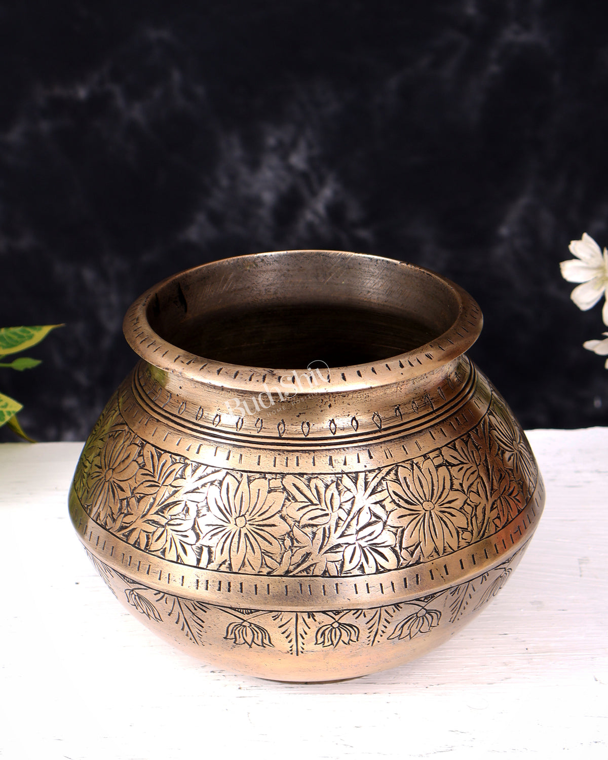 Vintage Brass Planter/Pot — Handcrafted 6.5 inch