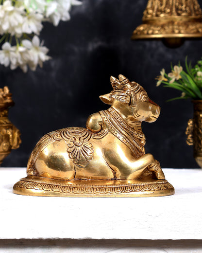 Brass Superfine Nandi Bull Idol | 5.5 inch