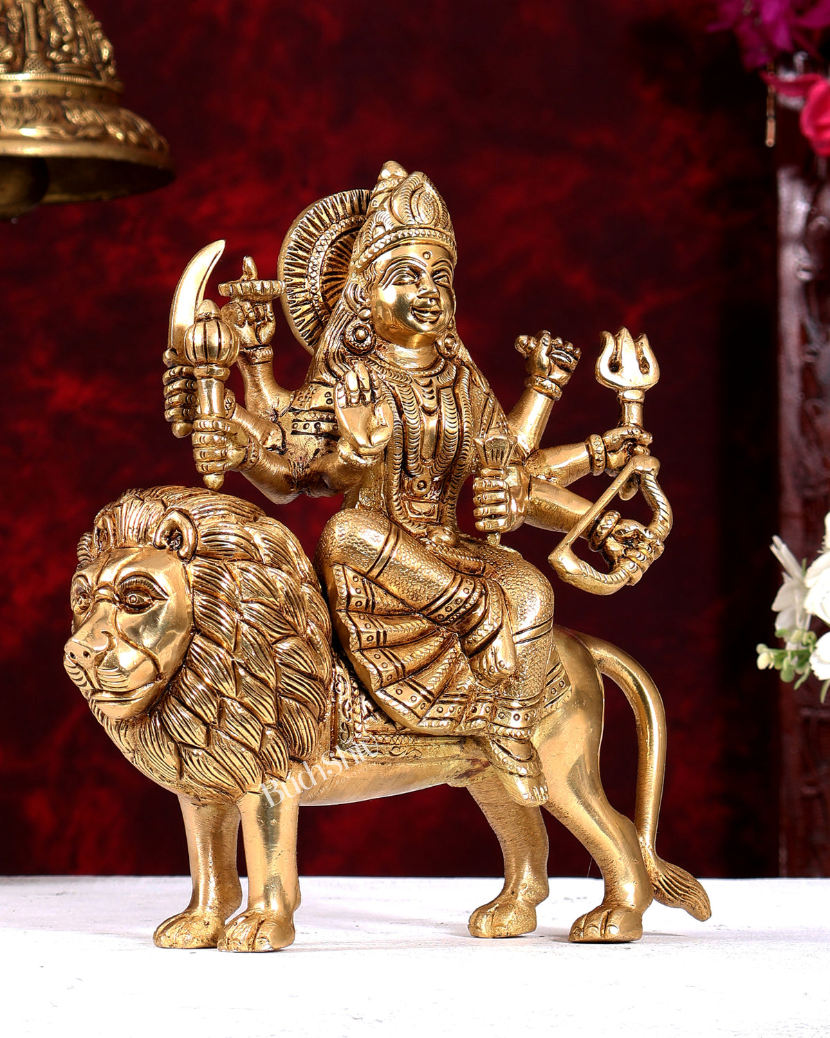 Brass Durga ambe ma idol 8.5" heavy