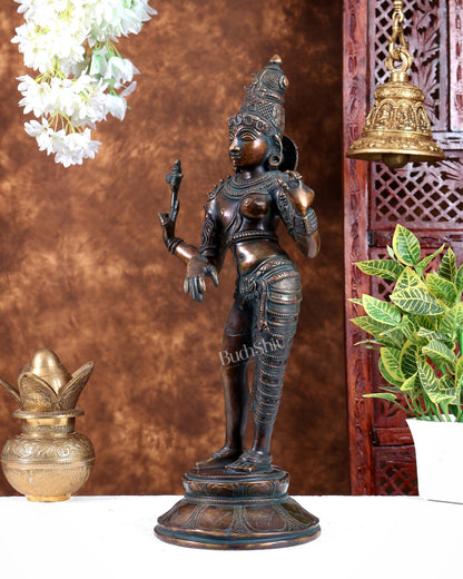 Vintage Brass Ardhanarishwara Statue | Bronze Tone Finish 19 inch