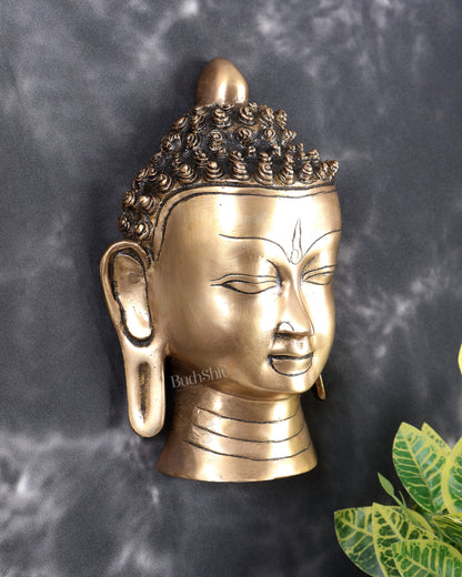 Brass Buddha Face Wall Hanging – Highly Detailed Handcrafted Spiritual Wall Décor 8 inch
