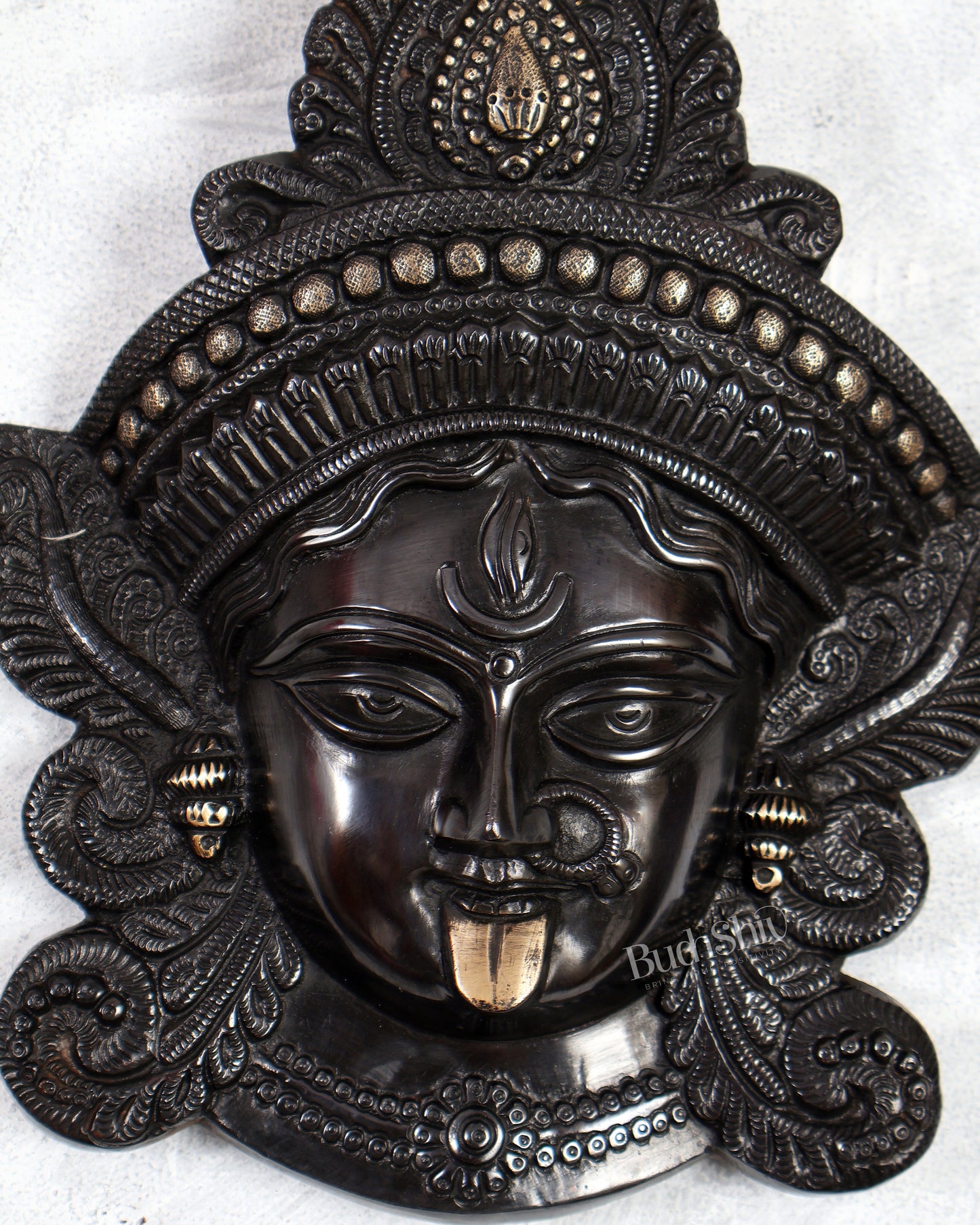 Brass Kali Maa Face wall hanging 10 inch