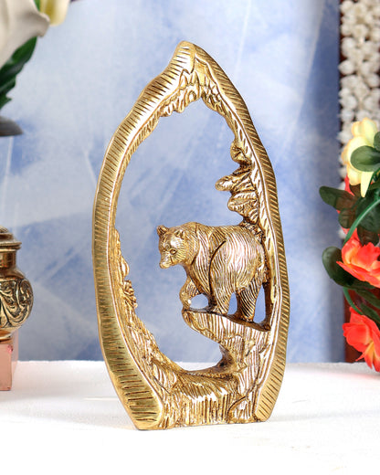 Brass Unique Bear Showpiece – Handcrafted Wildlife Home Décor Sculpture 7.5 inch