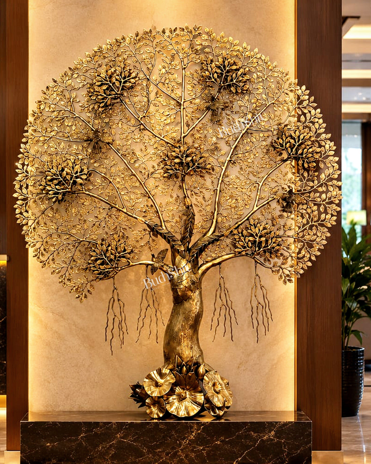 Brass Large Kalpavriksha Tree of Life Wall Hanging — Highly Detailed 62 inch 5.2 feet