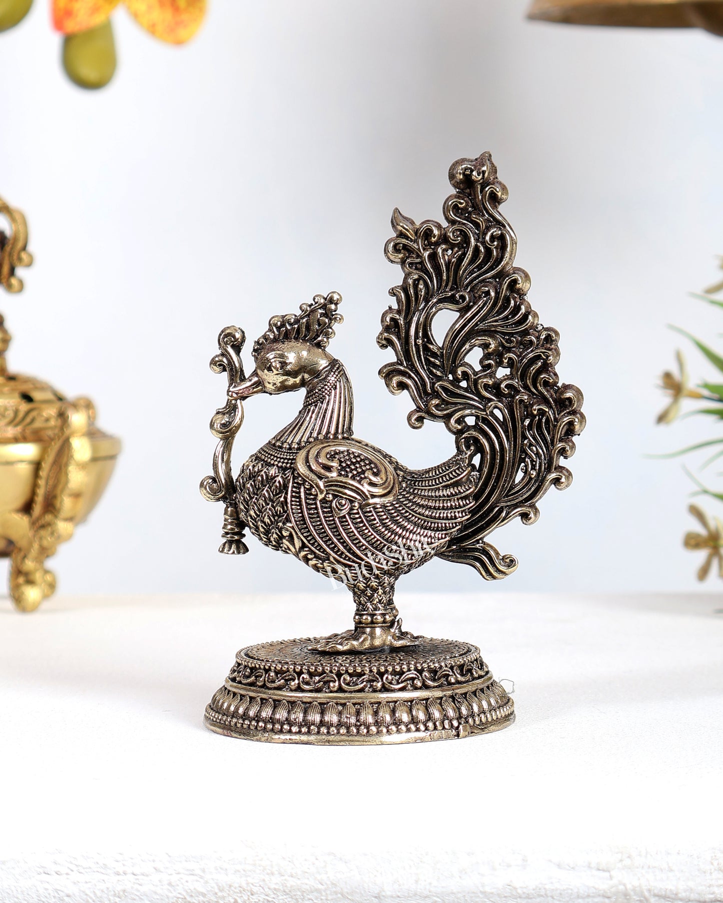 Brass Superfine Annam Pakshi Peacock Showpiece – Auspicious Vastu Sculpture (5.5 Inches)