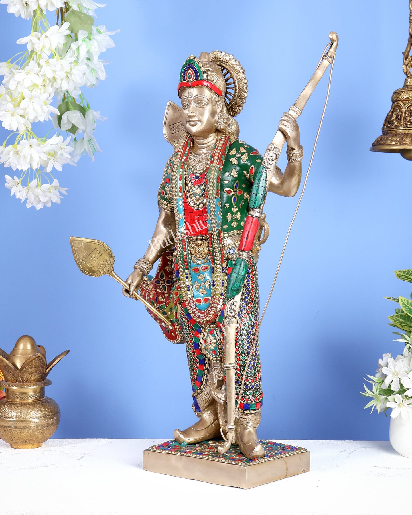 Handcrafted Brass Lord Rama Statue with Bow and Arrow – 26 Inch