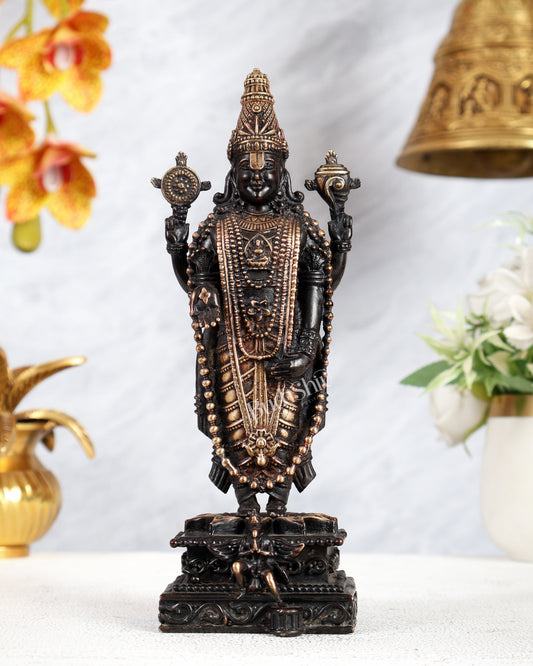 Brass Superfine Tirupati Balaji with Garuda Vahana Idol 8 inch black tone