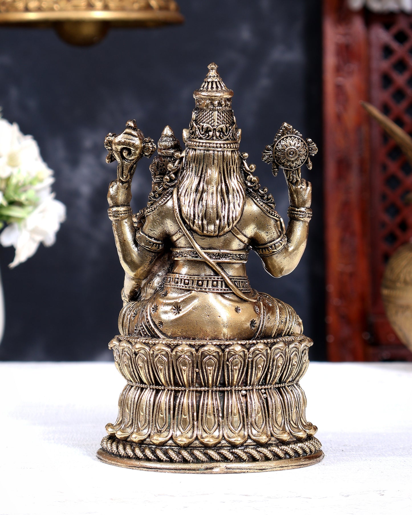 Brass Hollow Cast Hayagriva Lakshmi Idol | Pure Brass Horse-Headed Vishnu & Lakshmi 6 inch