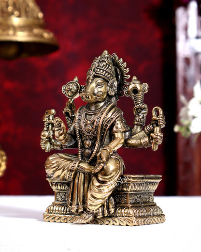 Brass Superfine Goddess Varahi Amman — Hollow Casted Idol 4.5 inch