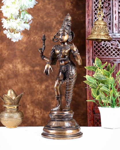 Pure Brass Ardhanarishwara Statue – Half Shiva Half Parvati burnt brass tone  19 inch