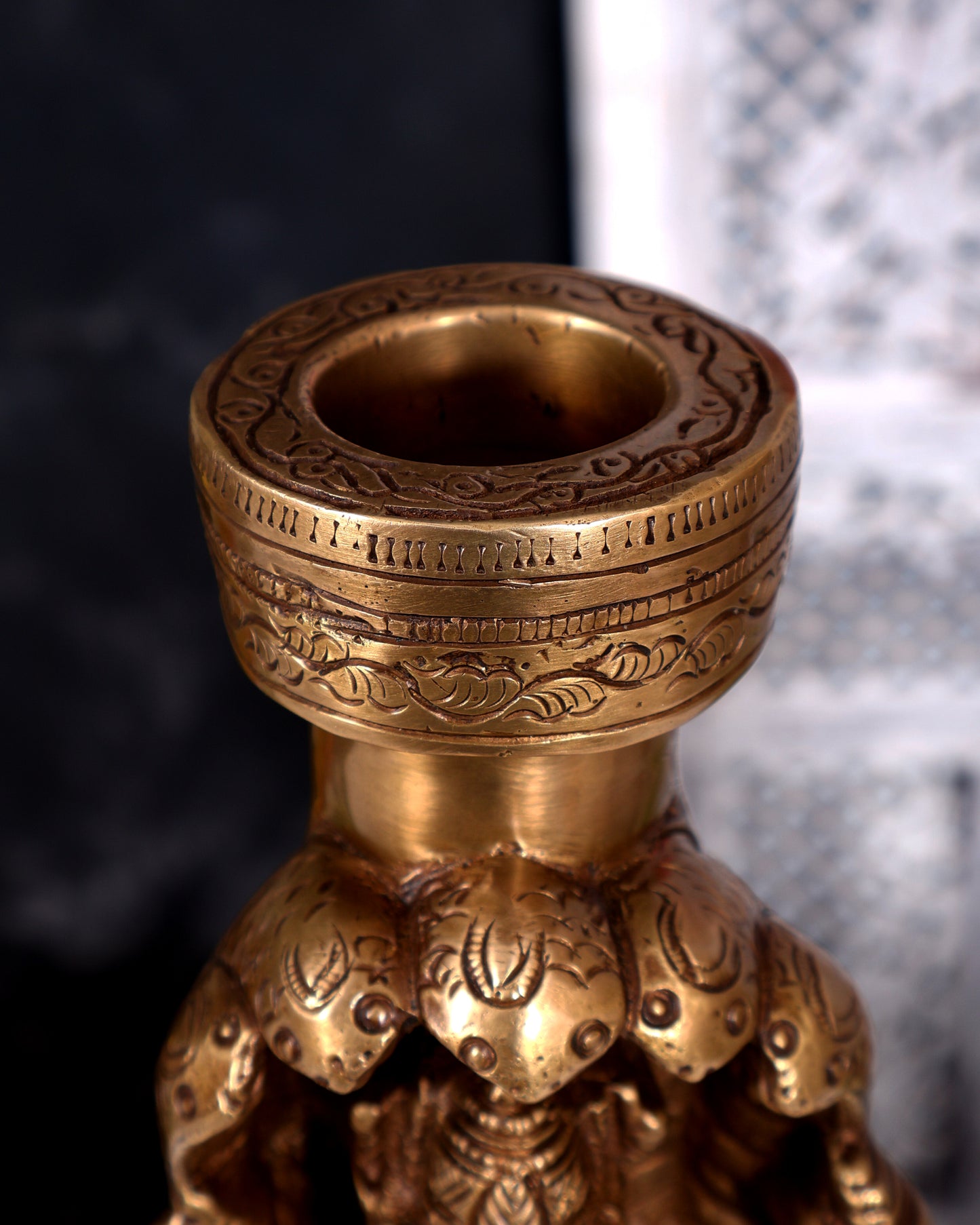 Brass Large Naga Kanya Candle Holder / Candle Stand (Vintage Burnt Brass Tone) 16 inch