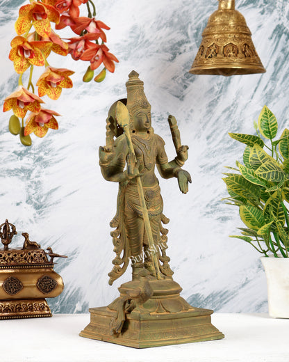 Pure Brass Kartikeya Murugan Swamy Statue – 14” Green patina