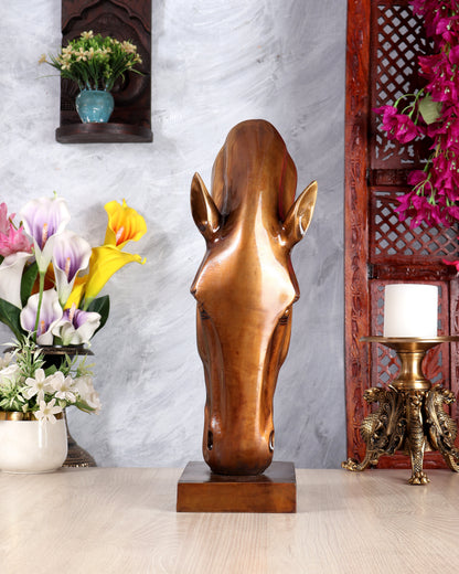 Horse Face Décor Artefact – Handcrafted Statement Sculpture Antique Bronze Tone 17.5 inch