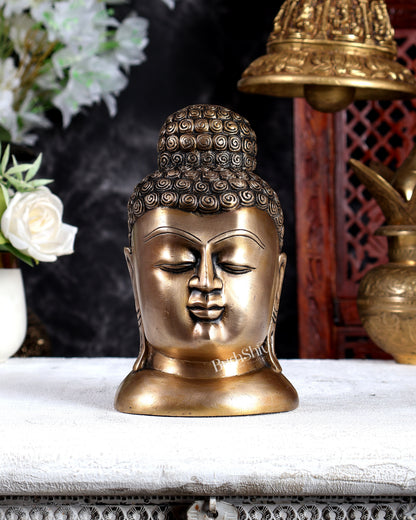 Brass Unique Buddha Face Statue – Handcrafted Meditative Spiritual Sculpture 6.5 inch