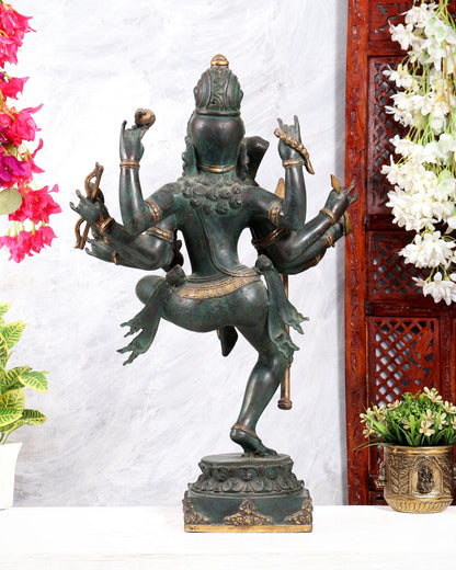 Bronze Dancing Shiva with eight arms and large trishul Sculpture – 24 inch