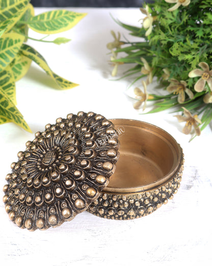 Pure Brass Mandala Design Kumkum Box / Multipurpose Box antique tone