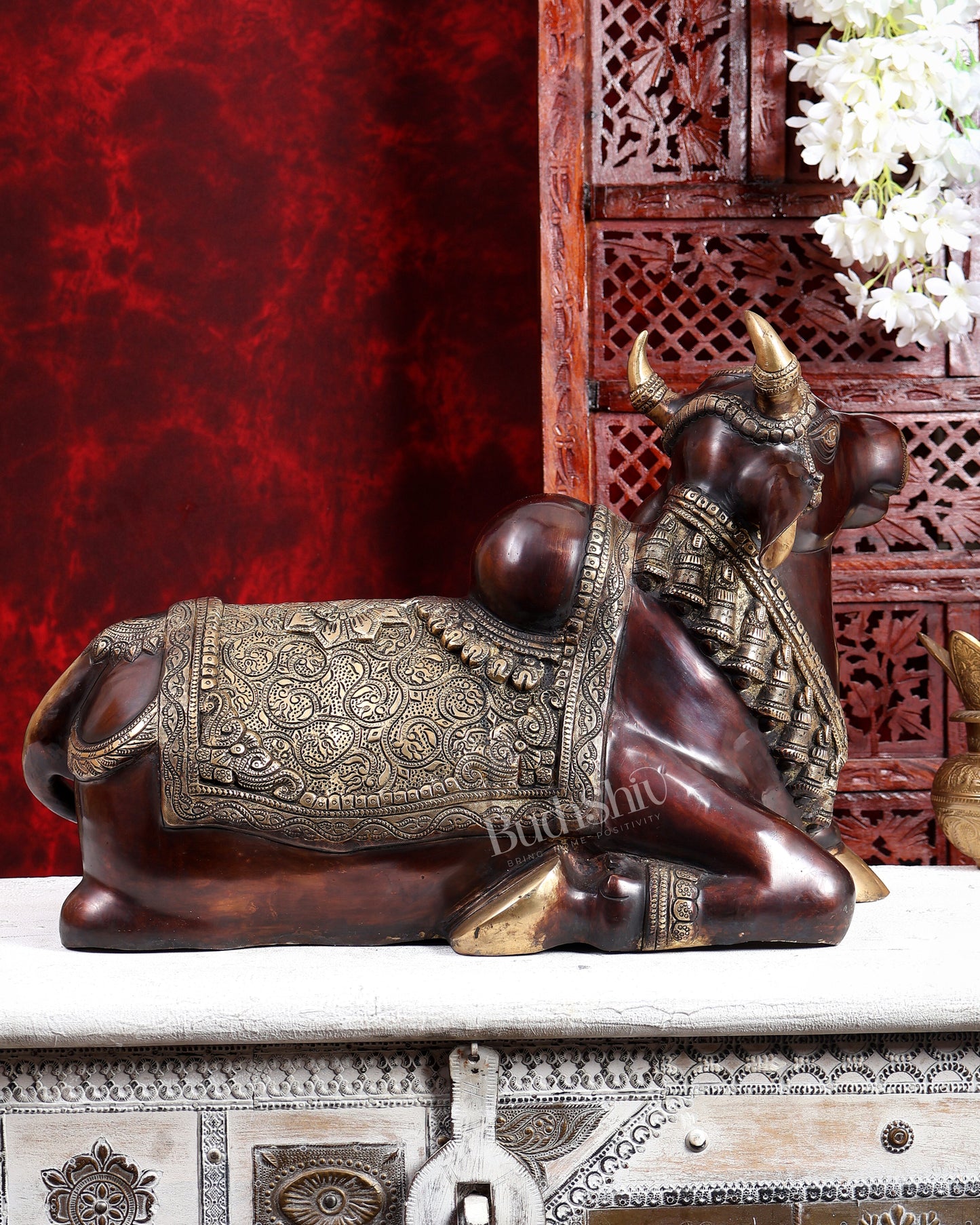 Handcrafted Brass Nandi Idol 21 inch dual tone