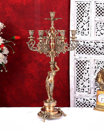 Large Brass English Lady Candle Holder Classical Decor 24 inch