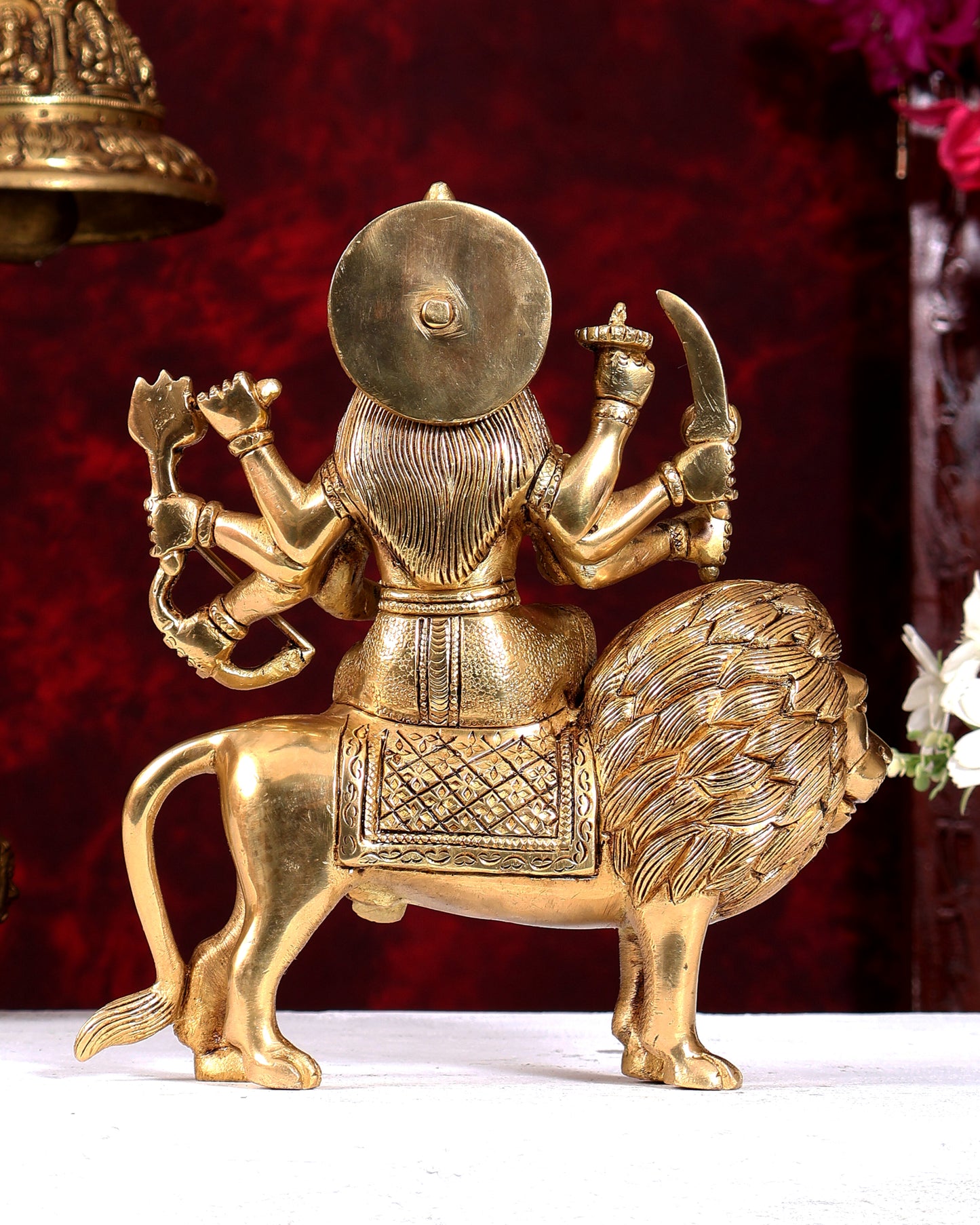 Brass Durga ambe ma idol 8.5" heavy
