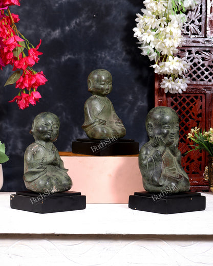 Bronze Disciple Baby Happy Monks — Set of Three, Balinese Bronze 8"