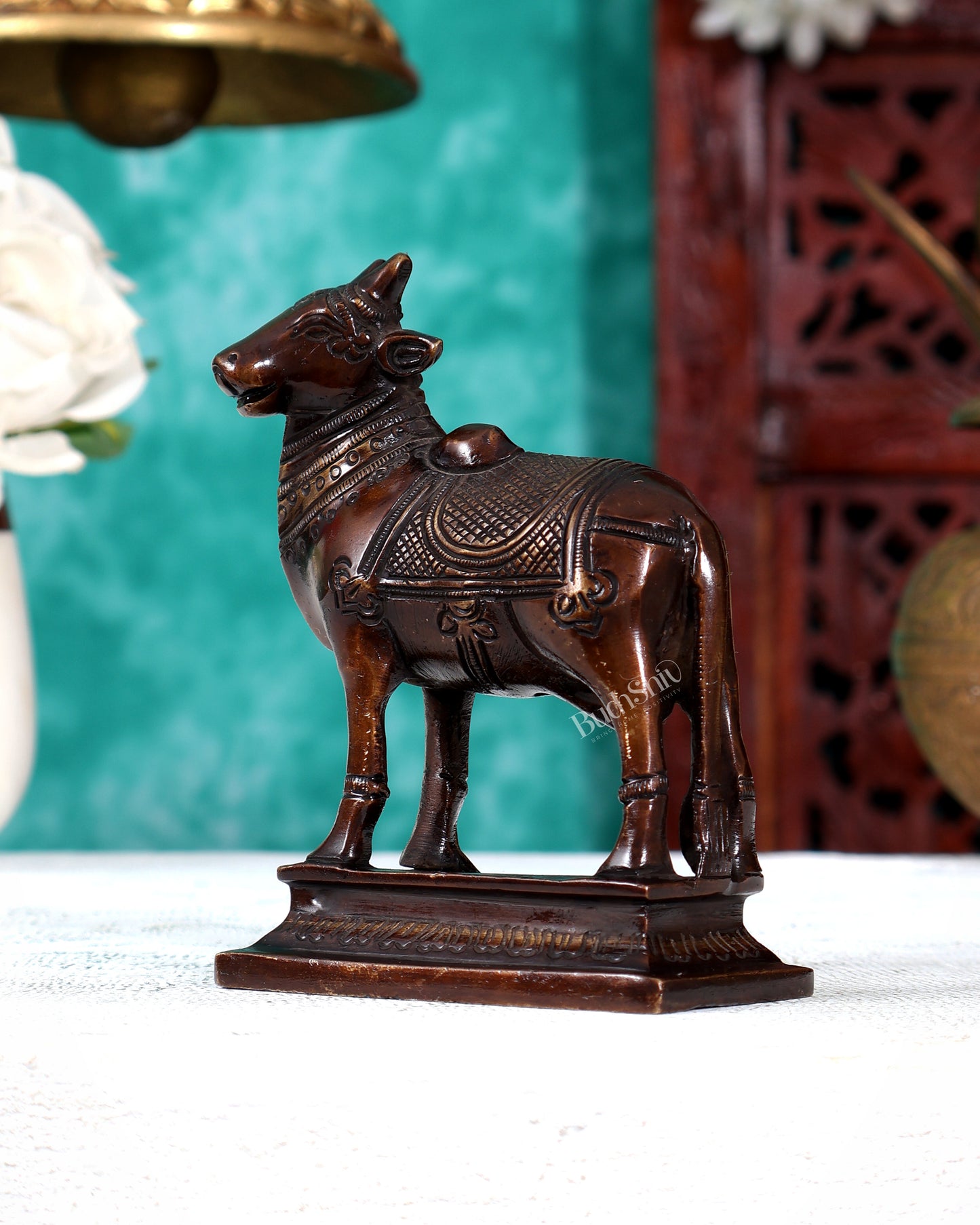 Small Brass Standing Nandi Idol — Antique Elegance 4.5 inch