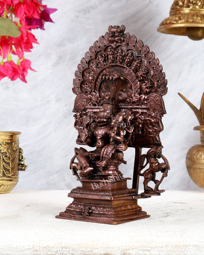Pure Copper Lakshmi Narasimha Swamy with Dashavatar Peeta & Prabhavali – Divine Vishnu Avatar Sculpture (9 Inches)