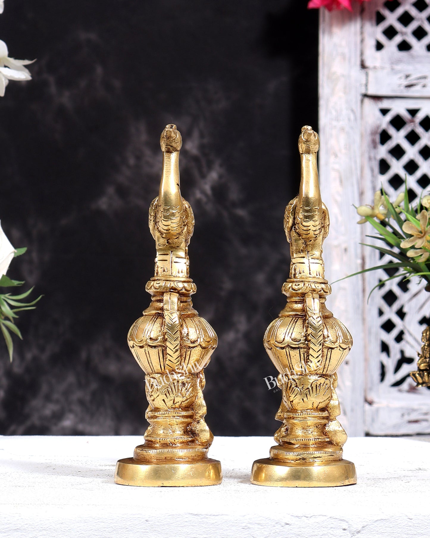 Brass Peacock Showpiece (Pair) 7 inch