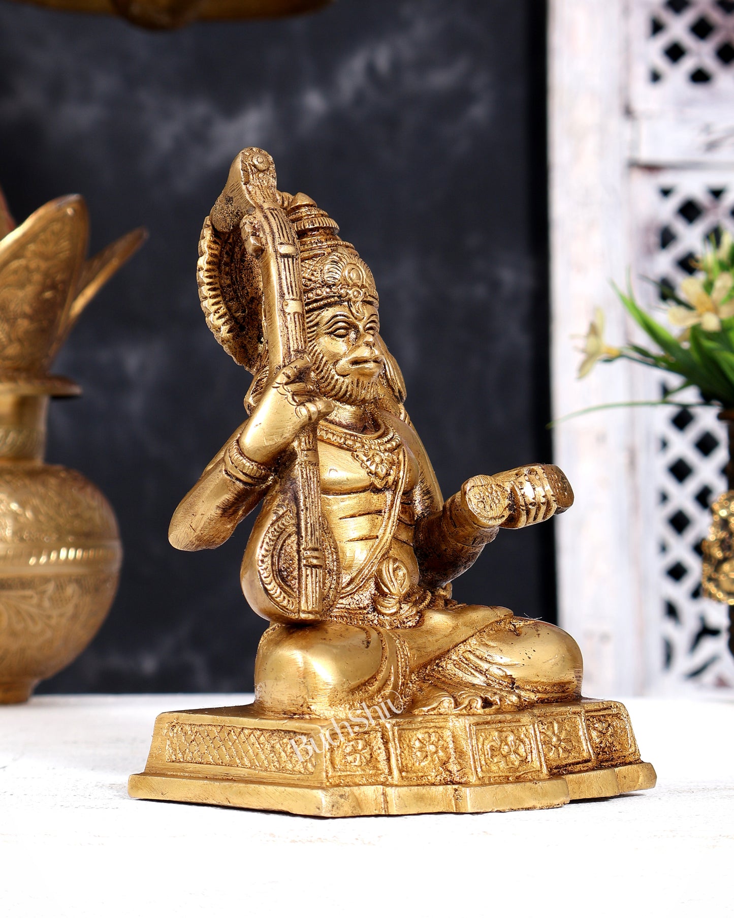 Unique Brass Bhajan Hanuman Idol | Height: 5.5 inch
