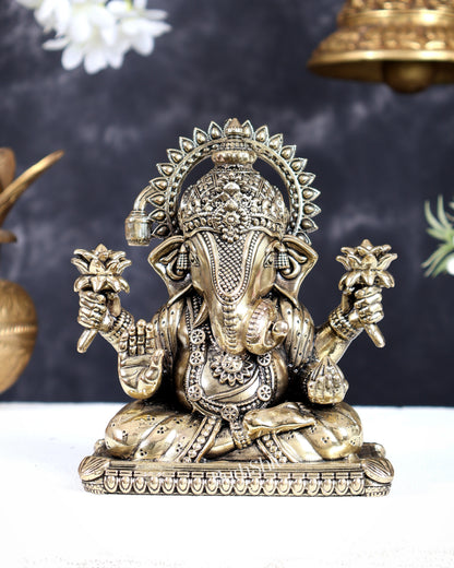 Brass Superfine Dagdusheth Ganapati Intricate Statue 6 inch